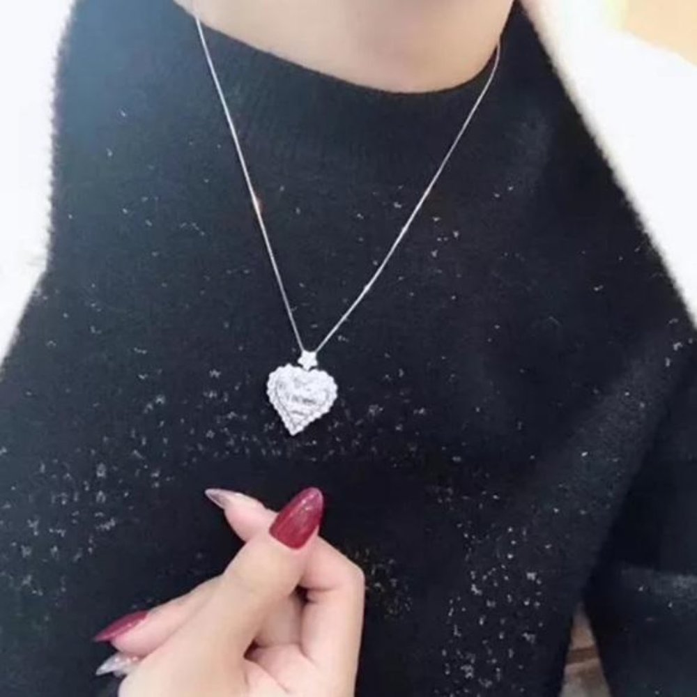 NEW 925 STERLING SILVER DIAMOND PENDANT NECKLACE, NICE NECKLACE, CUTE NECKLACE - Picture 4 of 8